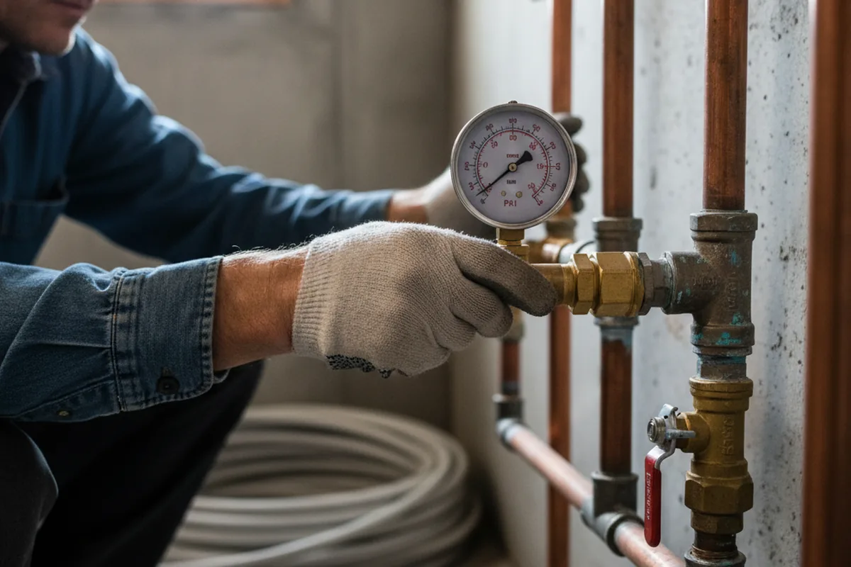 Pressure testing a repaired line during Water Line Repair in Sturbridge